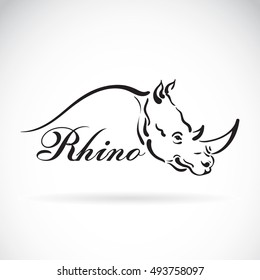 Vector of hand sketch a rhino head on a white background. Animal design. Rhinoceros Logo