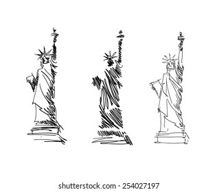  Vector Hand Sketch  Statue Of  Liberty New York