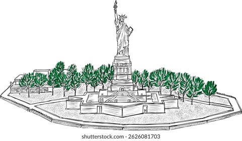  vector hand sketch statue of liberty New York