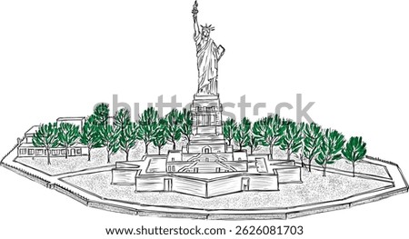  vector hand sketch statue of liberty New York