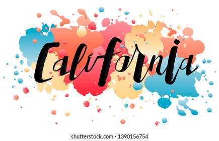 Vector hand sketched California text. Text design for banner templates, cards, covers, invitations, posters. Eps 10 