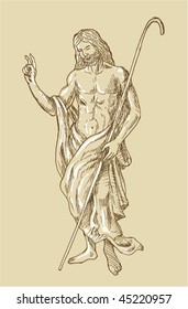 vector of a hand sketched drawing illustration of the Risen Resurrected Jesus Christ standing