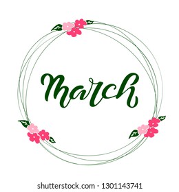 Vector hand sketched march text. Text design for banner templates, cards, covers, invitations, posters. Eps 10 