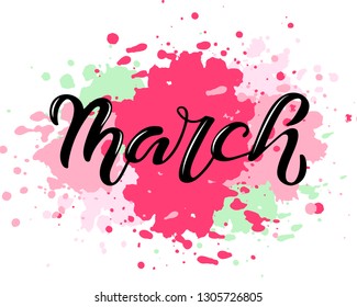 Vector hand sketched march text. Text design for banner templates, cards, covers, invitations, posters. Eps 10 