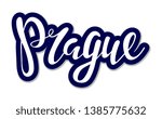 Vector hand sketched Prague text. Text design for banner templates, cards, covers, invitations, posters. Eps 10 