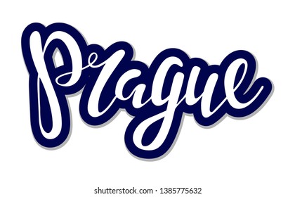 Vector hand sketched Prague text. Text design for banner templates, cards, covers, invitations, posters. Eps 10 