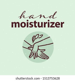 Vector hand skin care logo design concept with human lady hands illustration icon in hand drawn style isolated on light background. Hand cream emblem, moisturizer packaging badge, body care etc.