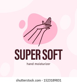 Vector hand skin care logo design concept with human lady hands illustration icon in hand drawn style isolated on light background. Hand cream emblem, moisturizer packaging badge, body care etc.