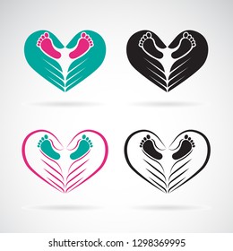 Vector of hand and small feet. Idea of the sign for the association of care. Feet in hand concept. The concept of showing love and concern. Easy editable layered vector illustration.