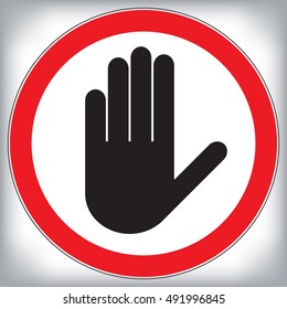 Vector hand stop prohibition sign