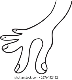 Mano vectora que sujeta, dibujada a mano en negro sobre un fondo blanco aislado. Utilícelo como una adición a la ilustración, folleto, banner, diseño del sitio web.