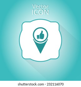 Vector hand with thumb up icon. Flat design style.