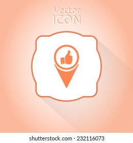 Vector hand with thumb up icon. Flat design style.