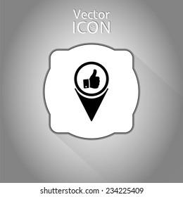 Vector hand with thumb up icon. Flat design style.