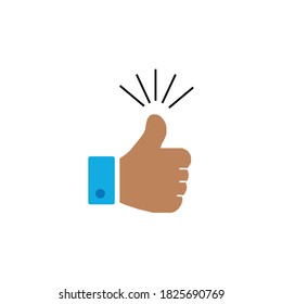 Vector hand thumb icon. Ok or agree sign. With white background and skin tone.