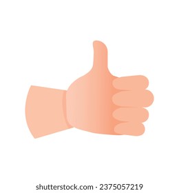 La mano del vector con el pulgar hacia arriba sobre fondo blanco.