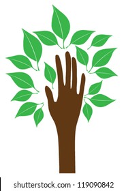 vector hand tree with leaves