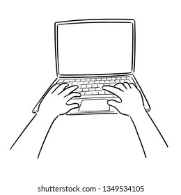 vector of hand using laptop