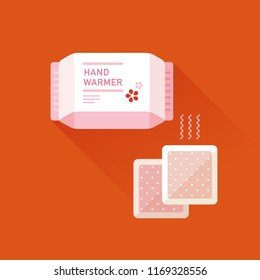 vector hand warmers for winter season / flat, isolated, sign and icon template