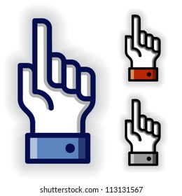 vector hand with warning forefinger symbols