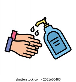 Vector Hand Wash Filled Outline Icon Design
