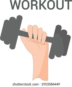 Vector of a hand weight lifting barbell sport for working out and healthy body