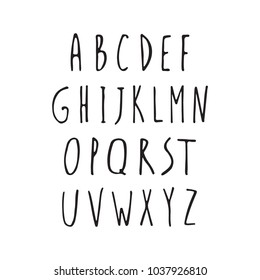 
Vector hand writing type. Handwritten script, alphabet letters set isolated on white background. Handmade typography font for logo, posters, invitations, cards design. Ink brush lettering. 