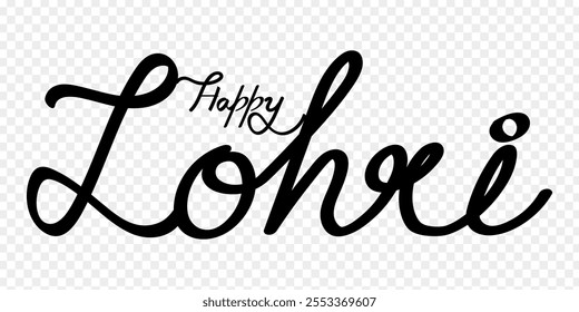 Vector hand written calligraphy of Happy Lohri on transparent background