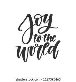 Vector hand written Christmas decoration element - Joy to the world. Black calligraphy isolated on white background. Hand lettering greeting card