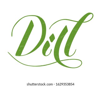 Vector hand written dill text isolated on white background. Kitchen healthy herbs and spices for cooking. Script brushpen lettering with flourishes. Handwriting for banner, poster, product label