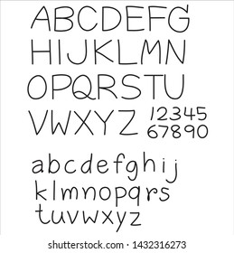 Vector hand written English alphabets and numbers 