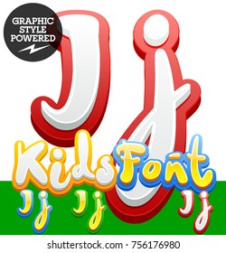 La mano vectora escribió divertida colección de letras Alphabet de tipografía Niños pegatina. Estilo gráfico diferente. Letra J