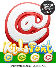 La mano vectora escribió divertida colección de letras Alphabet de tipografía Niños pegatina. Estilo gráfico diferente. Símbolo 3