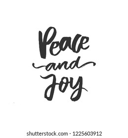 Vector hand written greeting card - Peace and joy. Holiday typographic banner