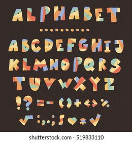 Vector hand written grungy english alphabet. Rough letters collection.