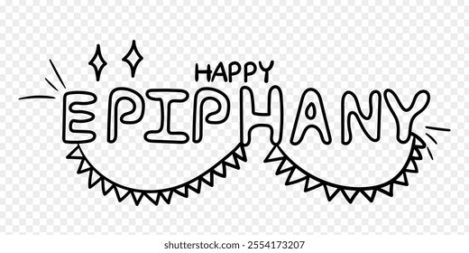 Vector hand written Happy Epiphany calligraphy on transparent background