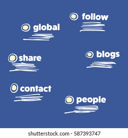 Vector hand written info graphic with theme of social media