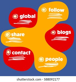 Vector hand written info graphic with theme of social media