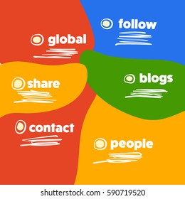 Vector hand written info graphic with theme of social media