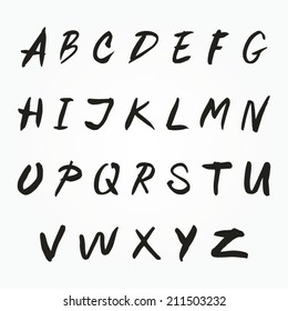 Vector hand written ink alphabet. Grunge letters for your design. Ink typography set 