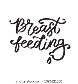 Vector Hand written lettering quote breastfeeding. Calligraphy on an isolated white background.