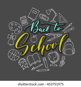 Vector hand written lettering quote. Modern calligraphy phrase. Back to school.