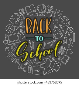 Vector hand written lettering quote. Modern calligraphy phrase. Back to school.