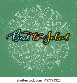 Vector hand written lettering quote. Modern calligraphy phrase. Back to school.