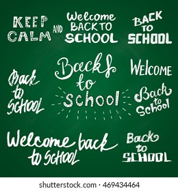 Vector hand written lettering quote set. Modern calligraphy phrase. Back to school.