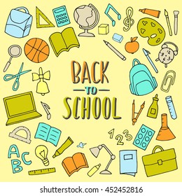 Vector hand written lettering quotes. Modern calligraphy phrases. Back to school, hello school.