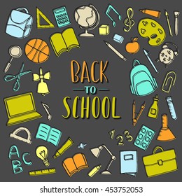 Vector hand written lettering quotes. Modern calligraphy phrases. Back to school, hello school.