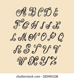 Handmade Vector Calligraphy Tattoo Alphabet Numbers Stock Vector ...