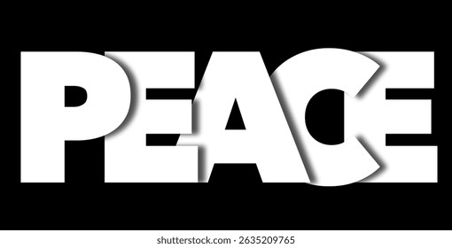Vector hand written peace and love peaceful mind dove symbol nature joy Black and while calligraphy isolated on background peace word typography text font illustration phrase greeting card vintage art