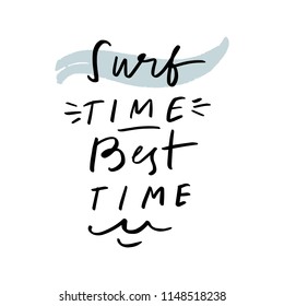 Vector hand written quote, lettering label, phrase. "Go surf" text. Stylish inscription for poster, postcard, t-shirt. 